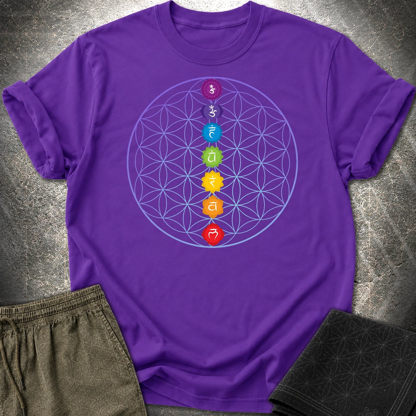 Chakras Flower Of Life T-Shirt - Chakras Flower Of Life T-Shirt - Purple