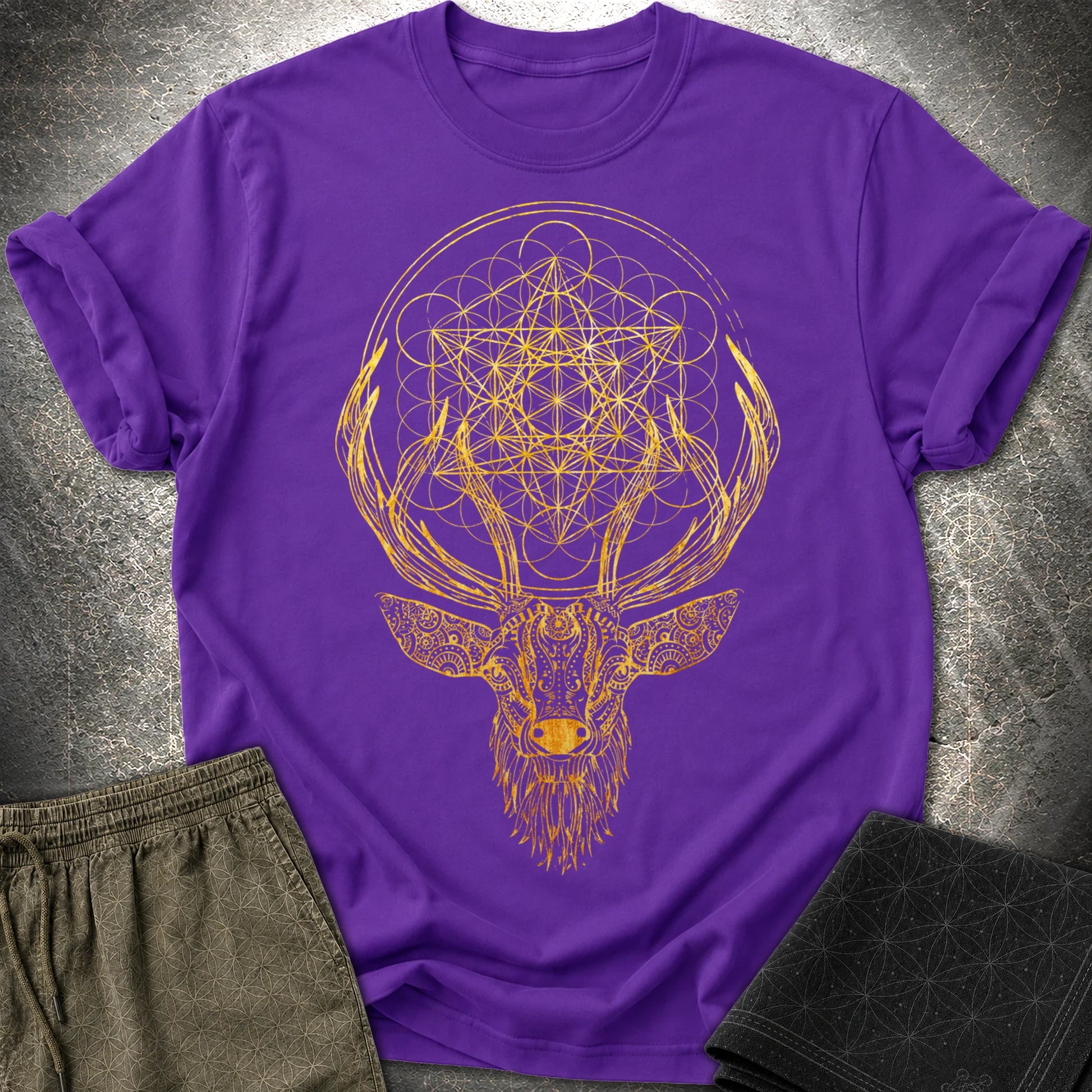 Metatron's Cube Deer T-Shirt - Metatron's Cube Deer T-Shirt - Purple