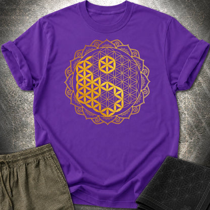 Yin Yang Gold Mandala T-Shirt - Yin Yang Gold Mandala T-Shirt - Purple