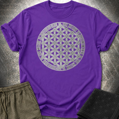 Flower Of Life Foo Lion T-Shirt - Flower Of Life Foo Lion T-Shirt - Purple