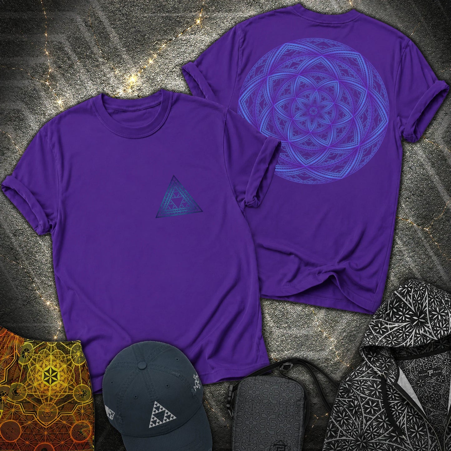 Sierpinski Seed Of Life 2 Sided T-Shirt - Sierpinski Seed Of Life 2 Sided T-Shirt - Purple