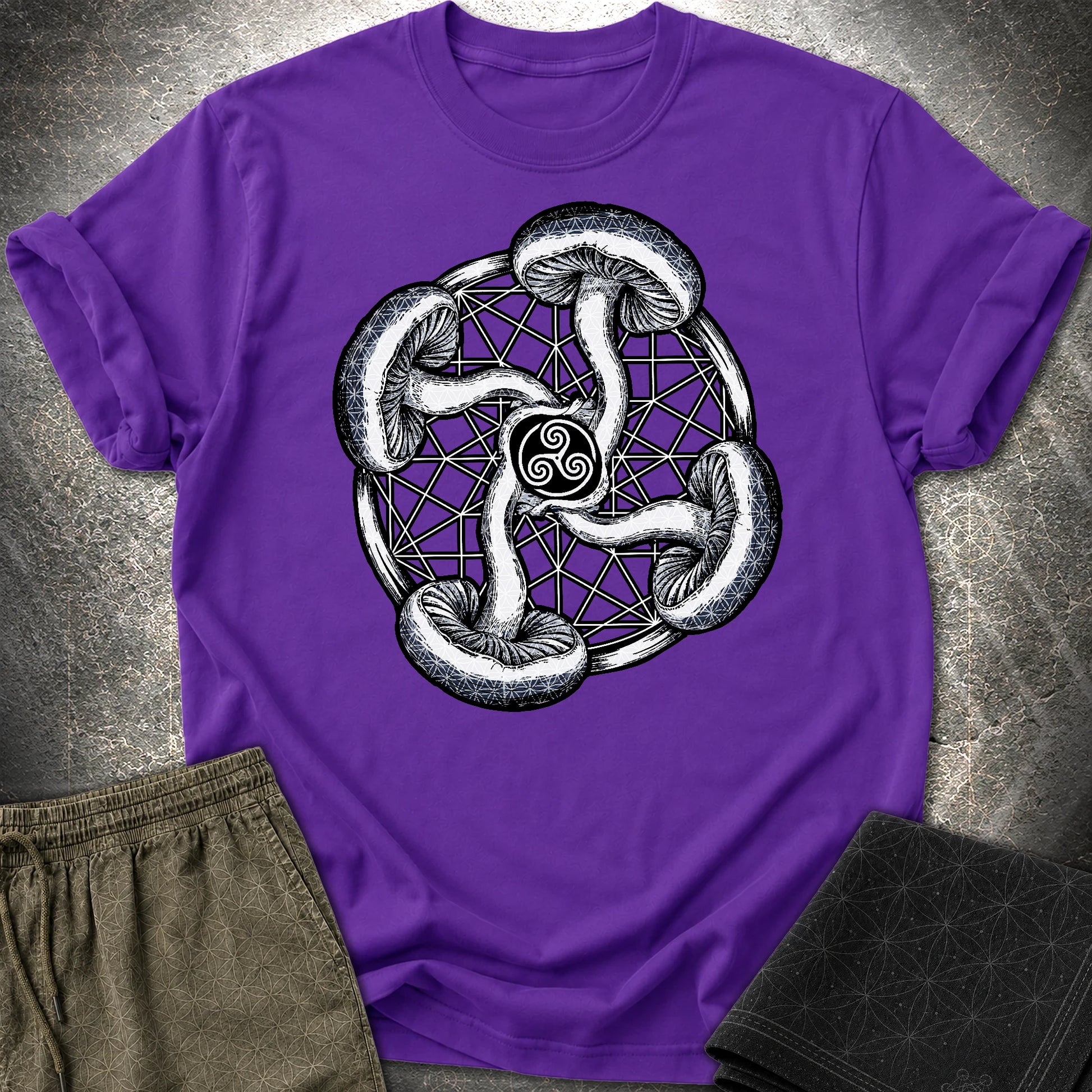 Fungal Flow of the Triskelion T-Shirt - Fungal Flow of the Triskelion T-Shirt - Purple