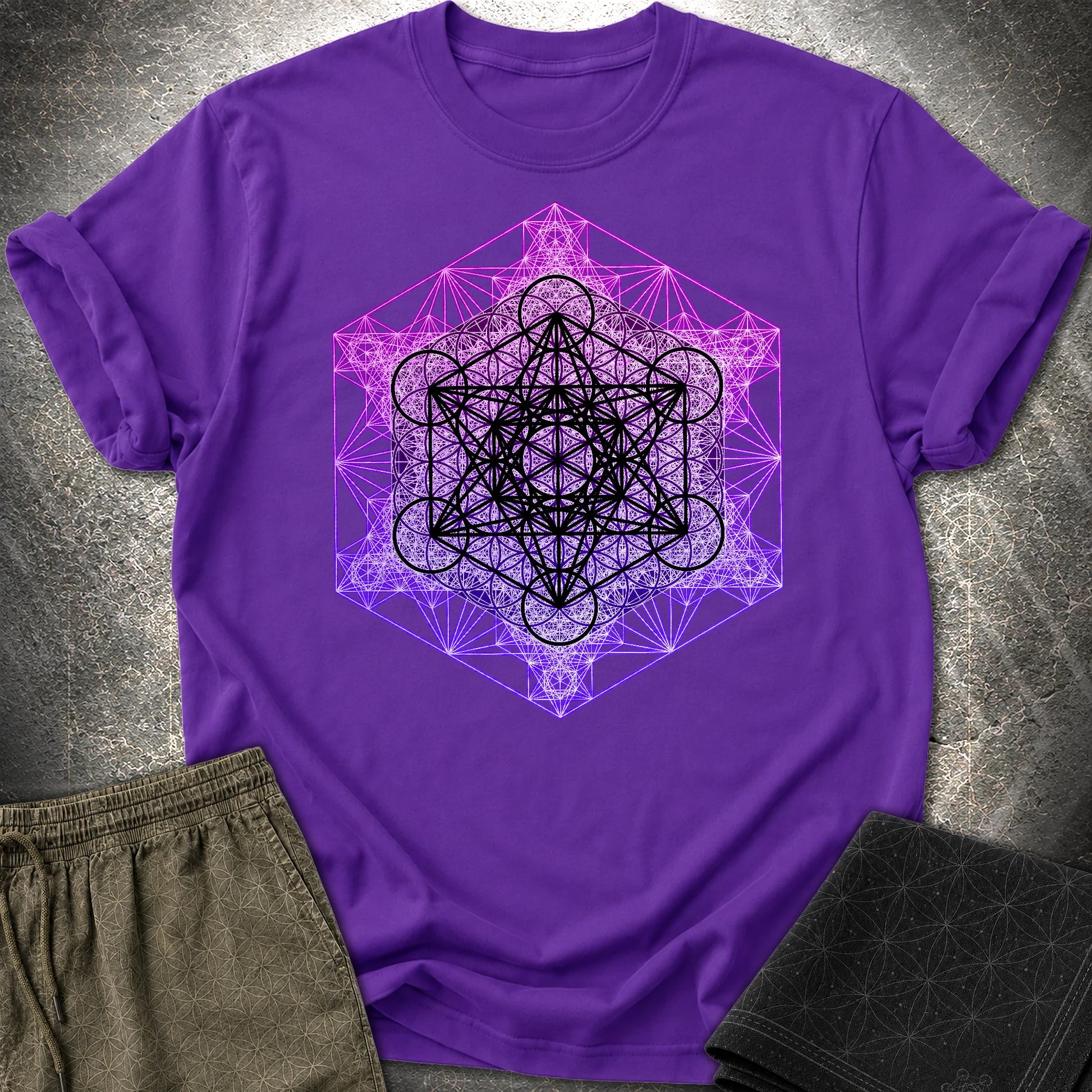 Metatron's Tesseract T-Shirt - Metatron's Tesseract T-Shirt - Purple