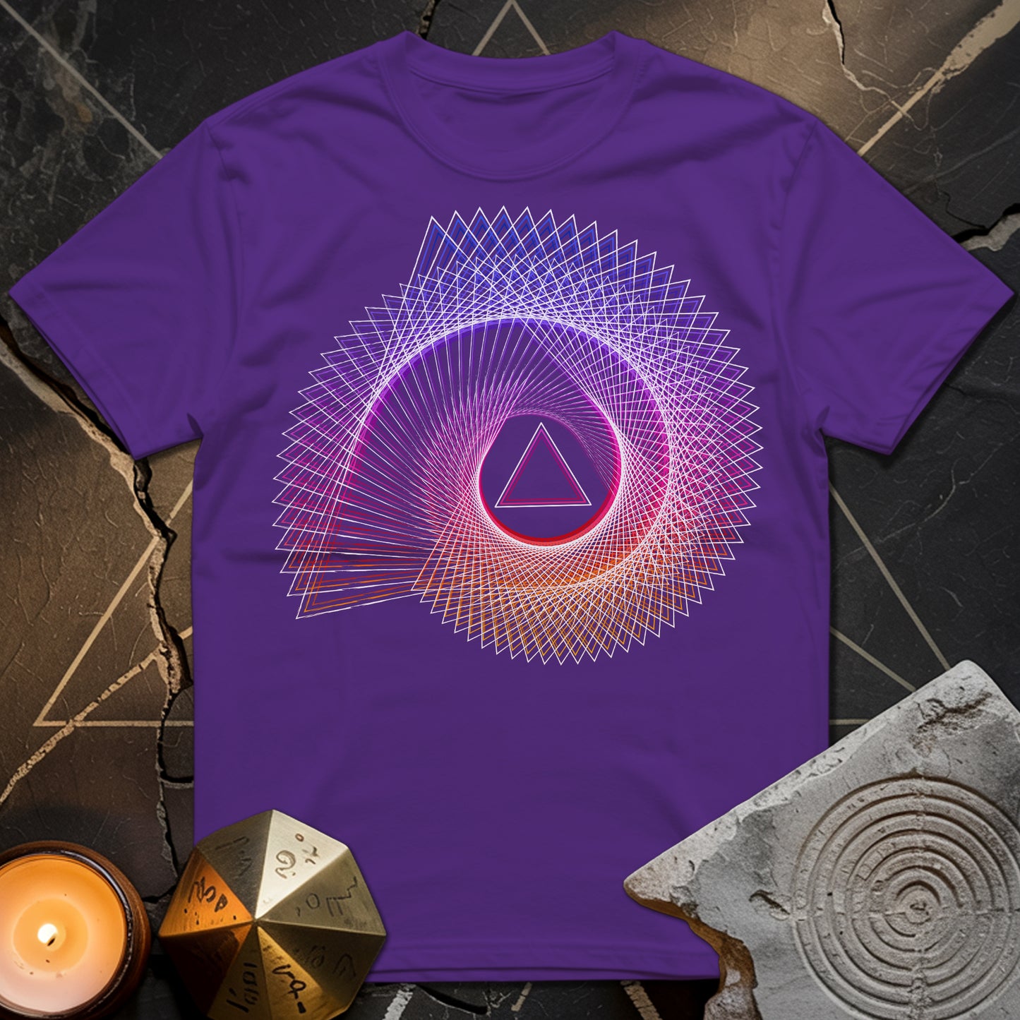 Spiralling Gradient Triangle T-Shirt