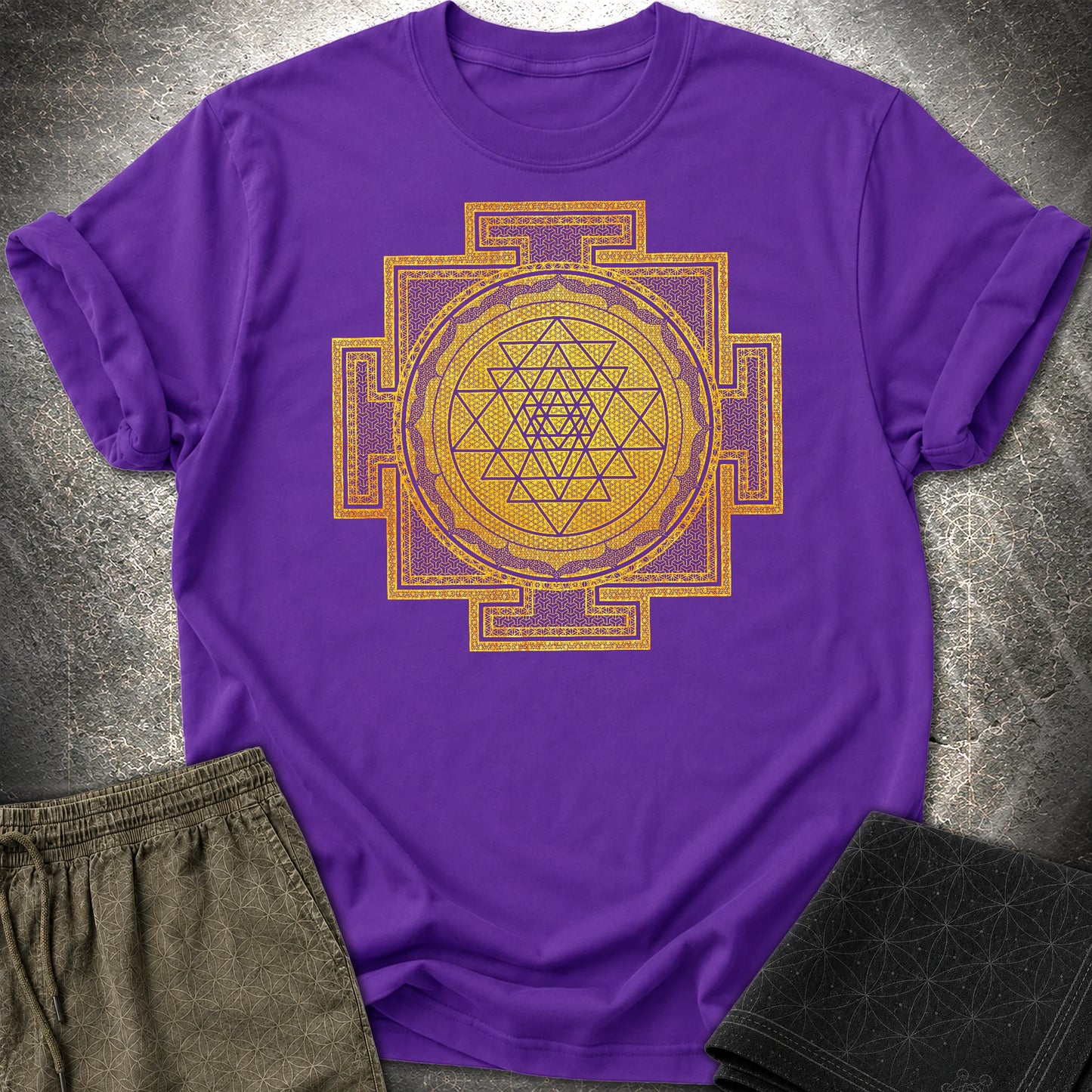Sri Yantra Intricate Patterns T-Shirt - Sri Yantra Intricate Patterns T-Shirt - Purple