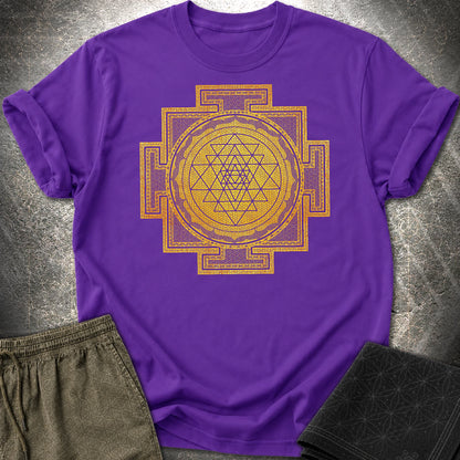Sri Yantra Intricate Patterns T-Shirt - Sri Yantra Intricate Patterns T-Shirt - Purple