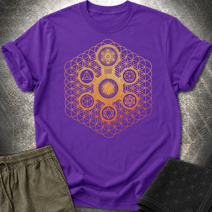 Metatron's Platonic Solids T-Shirt - Metatron's Platonic Solids T-Shirt - Purple