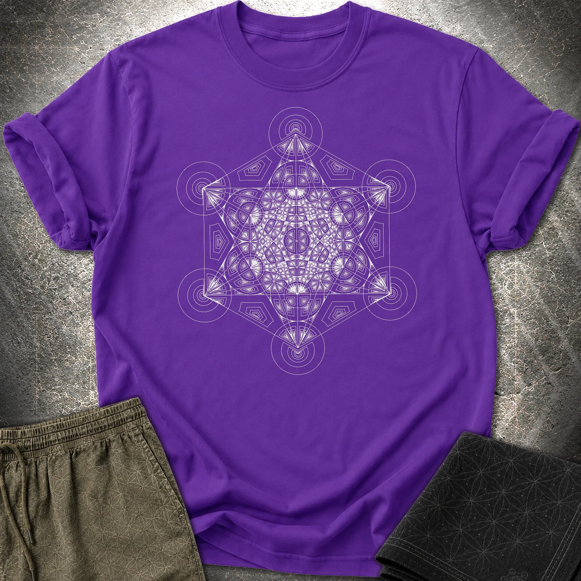 Metatron's Cube Mosaic T-Shirt - Metatron's Cube Mosaic T-Shirt - Purple