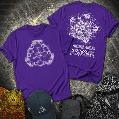 Cymatics, Energy Frequency Vibration Fluid 2 Sided T-Shirt - Cymatics, Energy Frequency Vibration Fluid 2 Sided T-Shirt - Purple