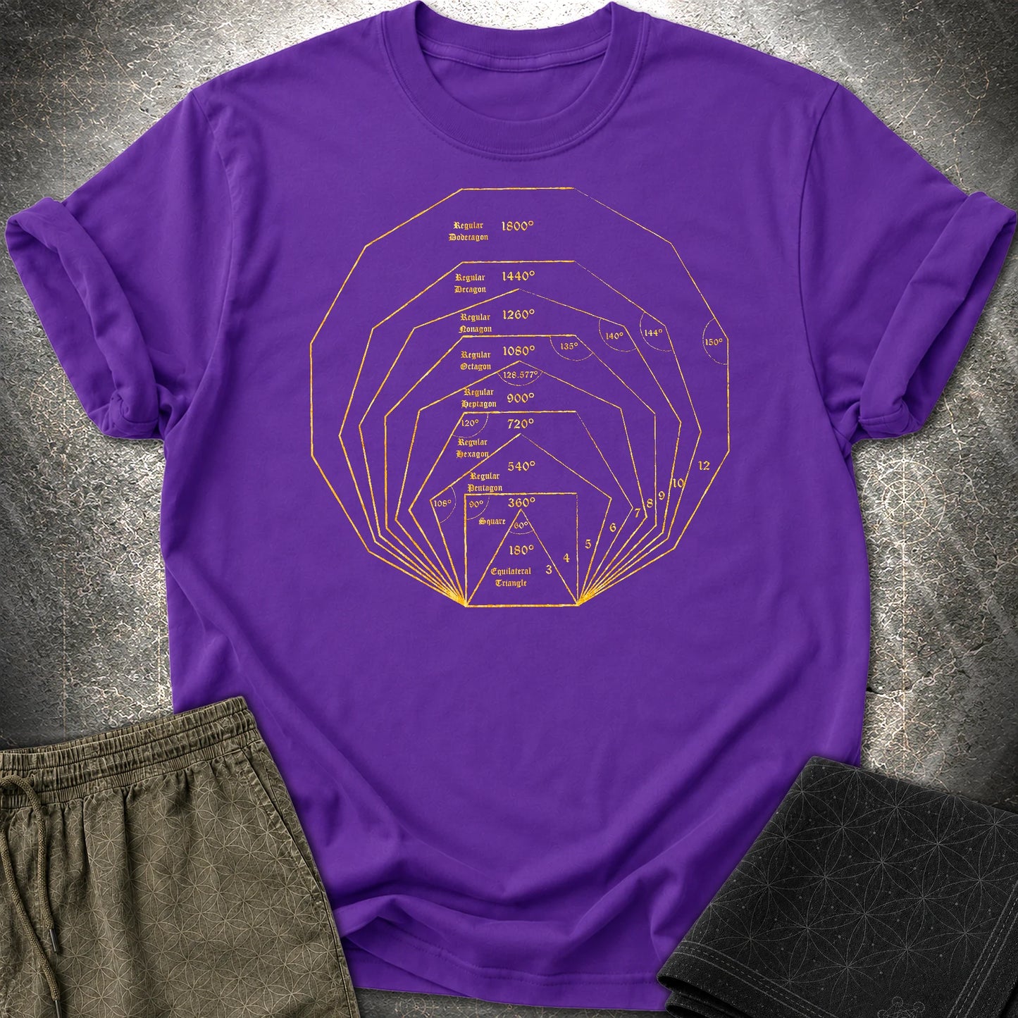 Regular Polygons Mathematical Art T-Shirt - Regular Polygons Mathematical Art T-Shirt - Purple
