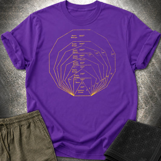 Regular Polygons Mathematical Art T-Shirt - Regular Polygons Mathematical Art T-Shirt - Purple