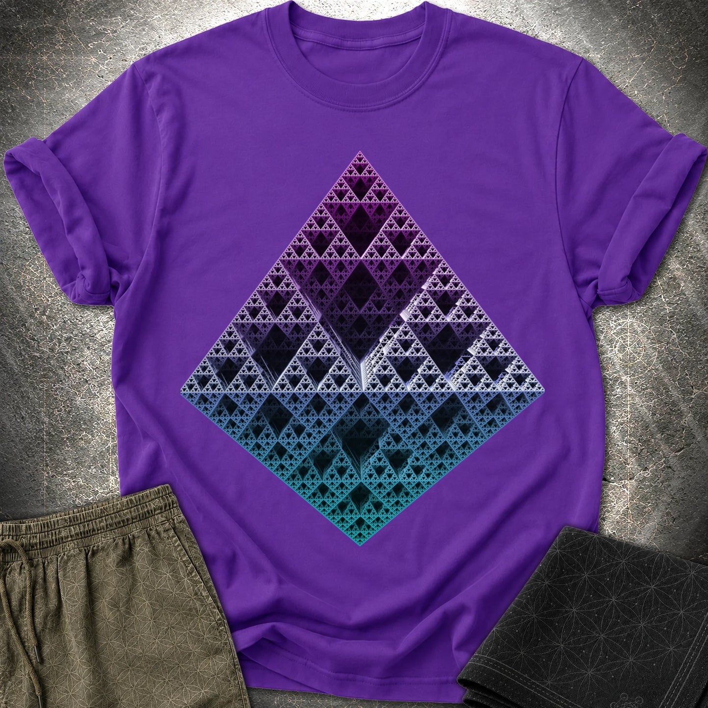 Sierpinski 3D Fractal T-Shirt - Sierpinski 3D Fractal T-Shirt - Purple