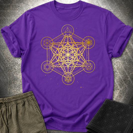 Metatron's Cube Platonic Solids T-Shirt - Metatron's Cube Platonic Solids T-Shirt - Purple