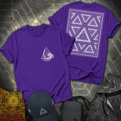 Organic Triangle Spiral Triangle 2 Sided T-Shirt - Organic Triangle Spiral Triangle 2 Sided T-Shirt - Purple