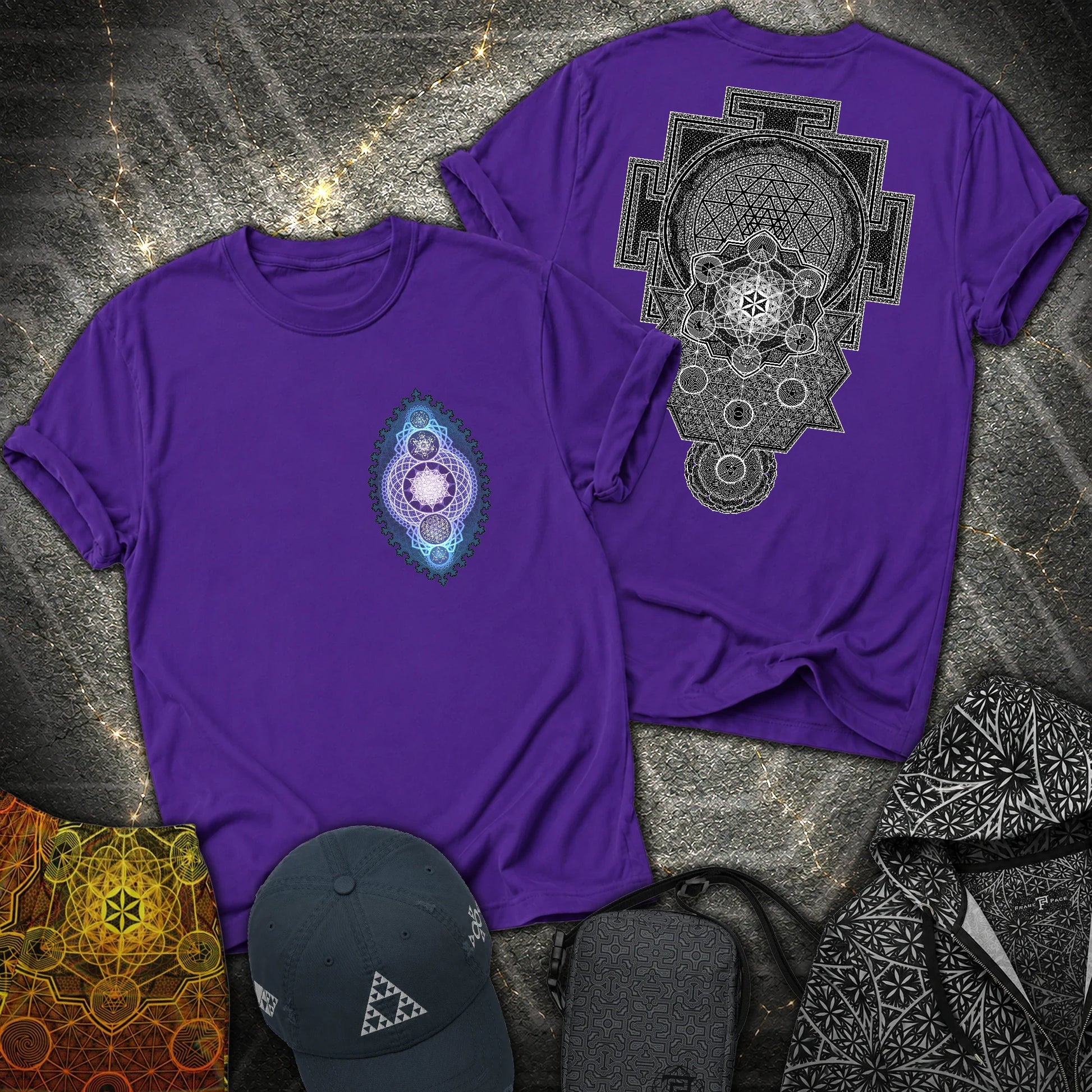 Ultimate Sacred Geometry 2 Sided T-Shirt - Ultimate Sacred Geometry 2 Sided T-Shirt - Purple