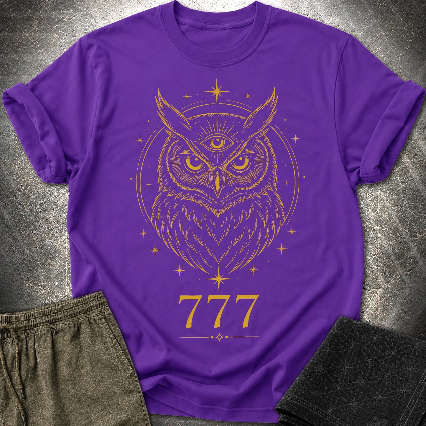 777 Mystic Owl T-Shirt - 777 Mystic Owl T-Shirt - Purple