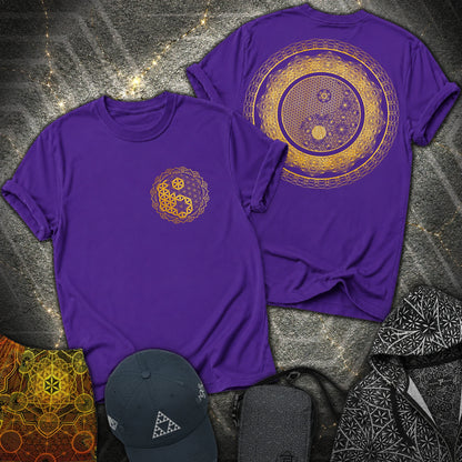 Yin Yang Sacred Geometry 2 Sided T-Shirt - Yin Yang Sacred Geometry 2 Sided T-Shirt - Purple