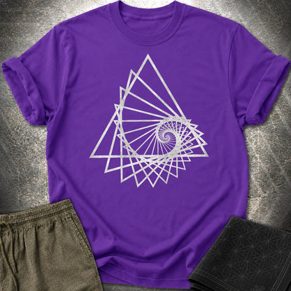 Spiralling Triangle Geometric T-Shirt - Spiralling Triangle Geometric T-Shirt - Purple