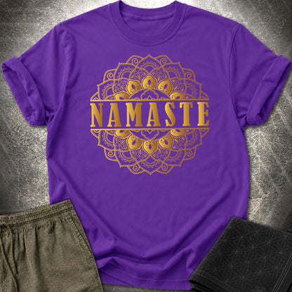 Namaste Gold Mandala T-Shirt - Namaste Gold Mandala T-Shirt - Purple