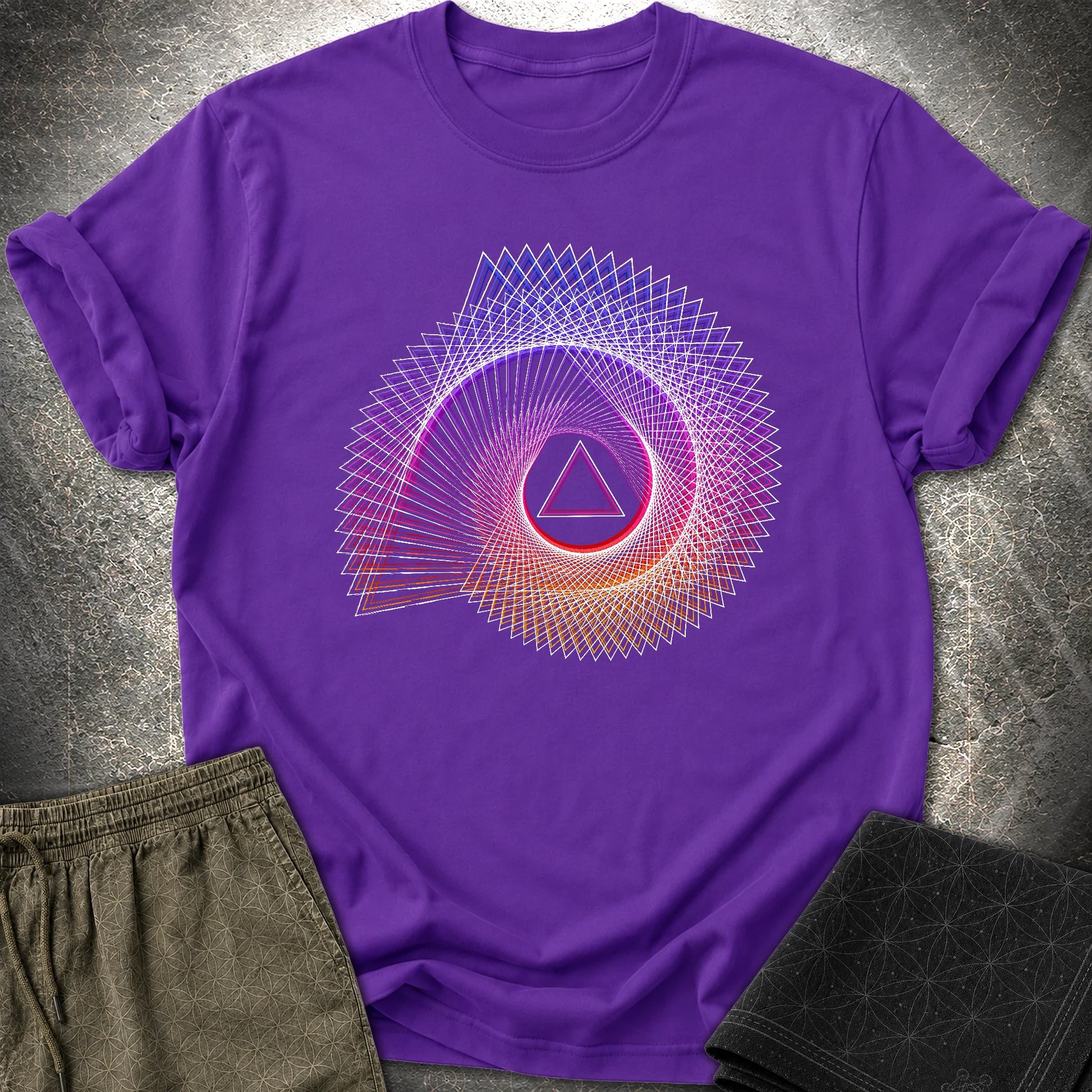 Spiralling Gradient Triangle T-Shirt - Spiralling Gradient Triangle T-Shirt - Purple