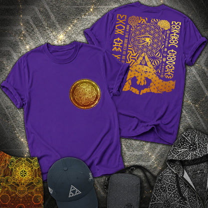 Kalesvara Mudra Seed Of Life 2 Sided T-Shirt - Kalesvara Mudra Seed Of Life 2 Sided T-Shirt - Purple