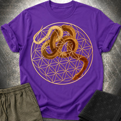 Flower Of Life Snake T-Shirt - Flower Of Life Snake T-Shirt - Purple
