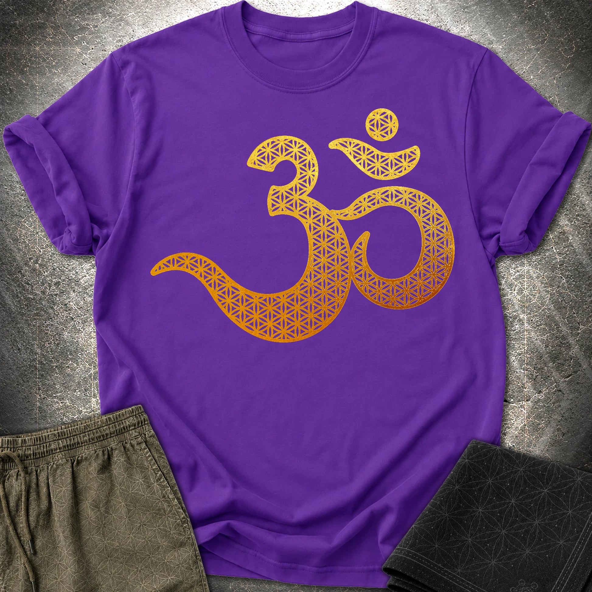 Ohm Flower Of Life Pattern T-Shirt - Ohm Flower Of Life Pattern T-Shirt - Purple