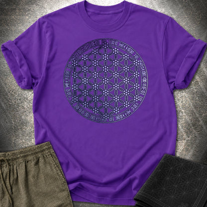 Purple Flower Of Life Foo Lion T-Shirt - Purple Flower Of Life Foo Lion T-Shirt - Purple