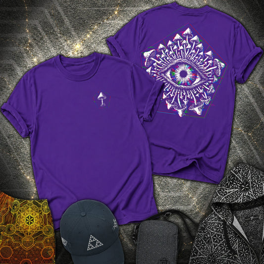 Third Eye Mushroom Front Back 2 Sided T-Shirt - Third Eye Mushroom Front Back 2 Sided T-Shirt - Purple