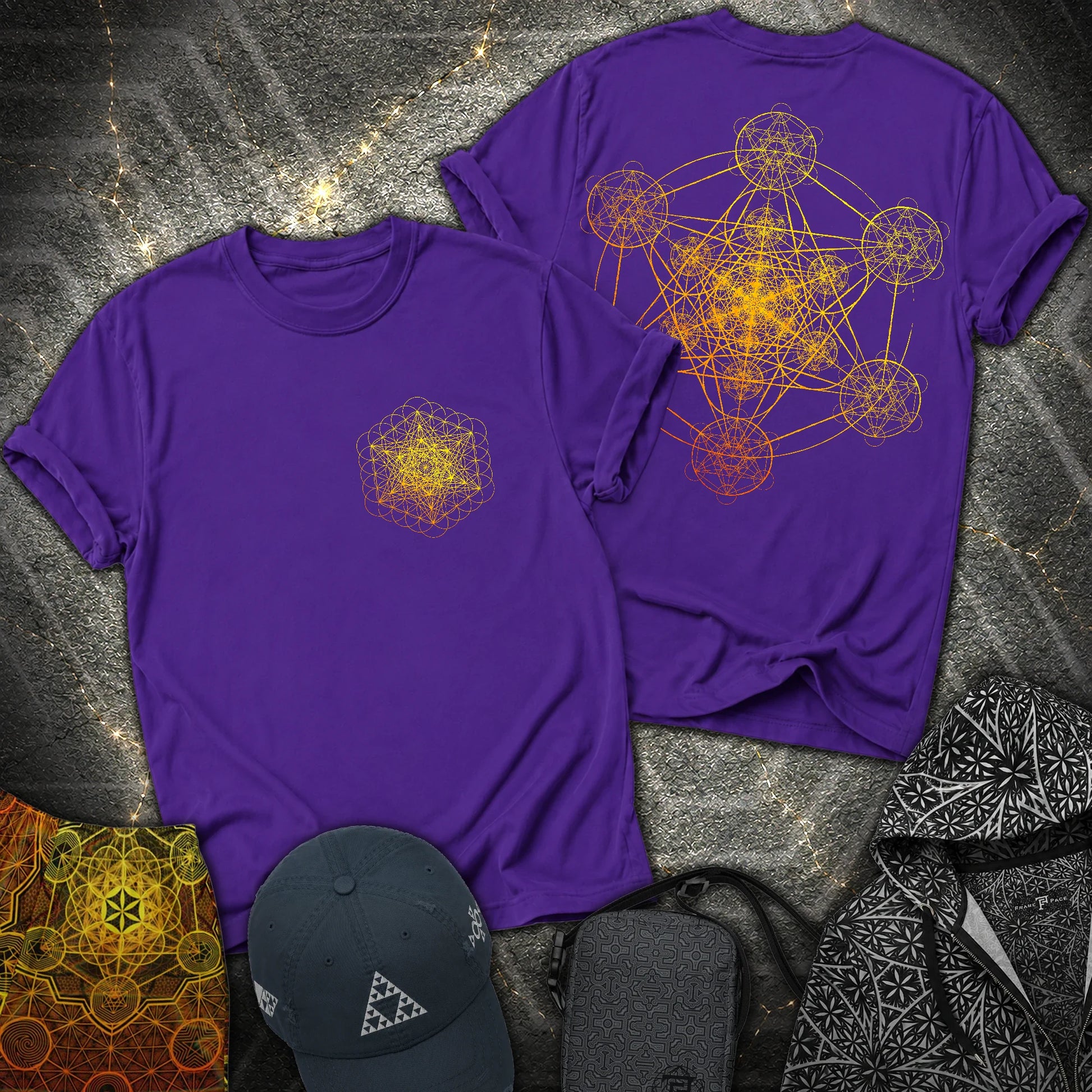Fractal Metatron Universe 2 Sided T-Shirt - Fractal Metatron Universe 2 Sided T-Shirt - Purple