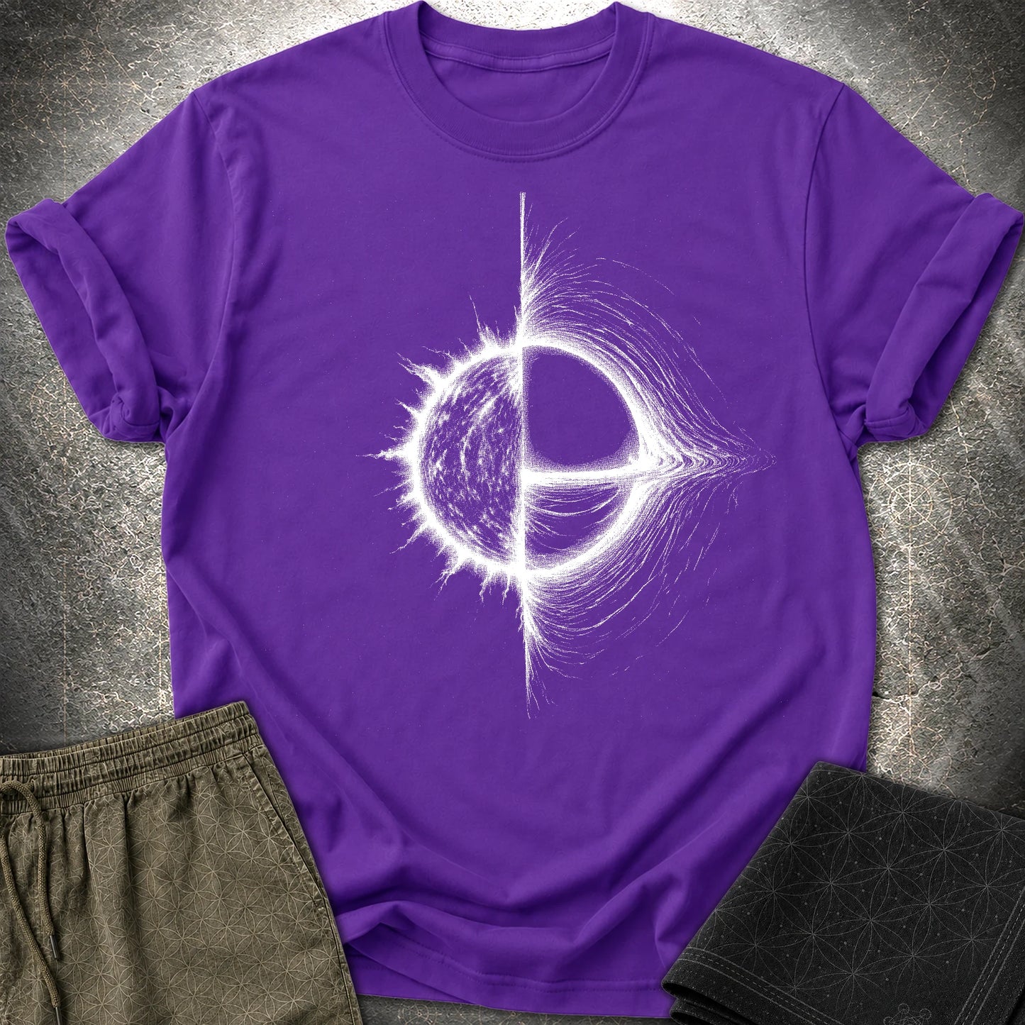 Cosmic Duality T-Shirt, Star and Black Hole Shirt, Space Symbol Graphic Tee - Cosmic Duality T-Shirt, Star and Black Hole Shirt, Space Symbol Graphic Tee - Purple