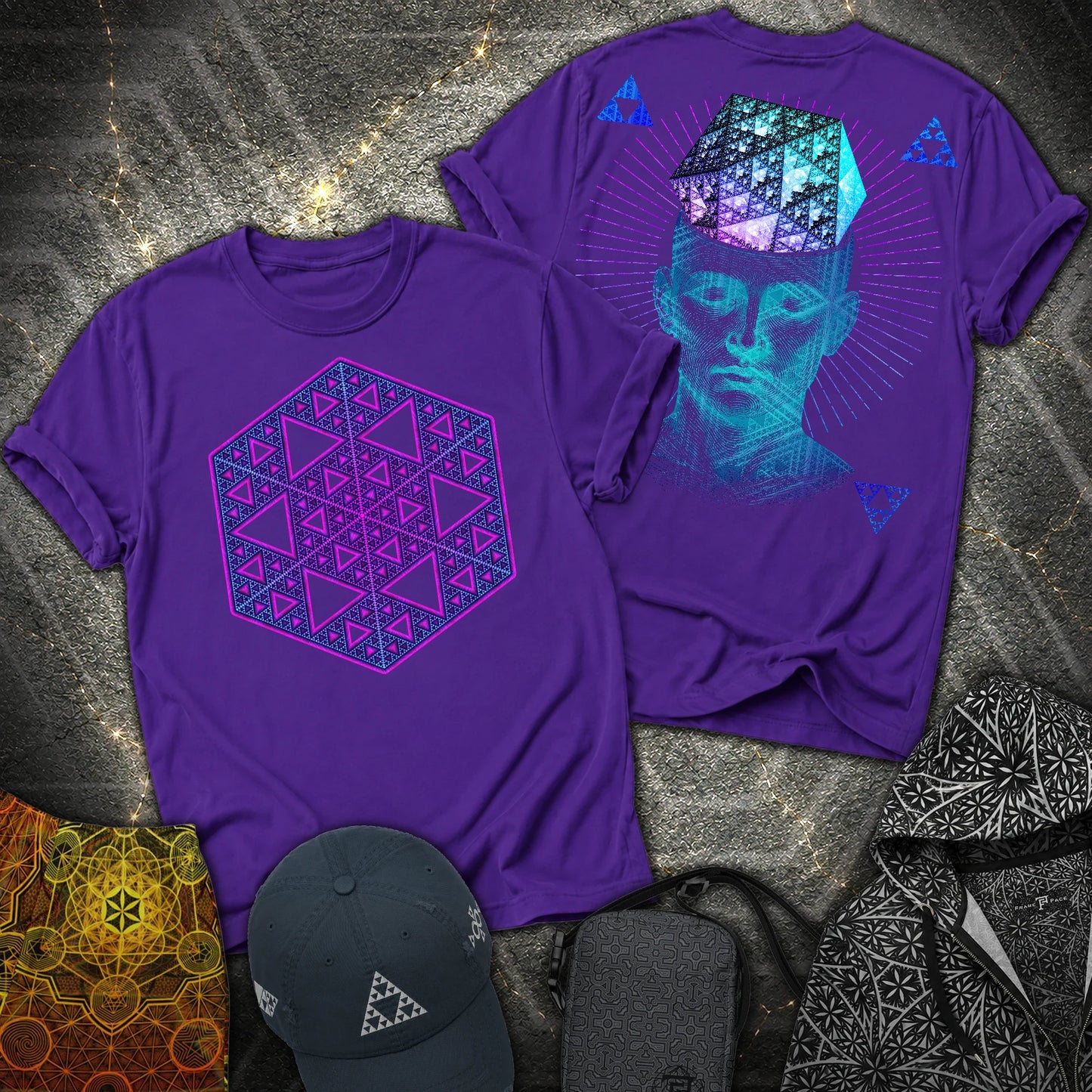The Mathematitian Sierpinski Star 2 Sided T-Shirt - The Mathematitian Sierpinski Star 2 Sided T-Shirt - Purple