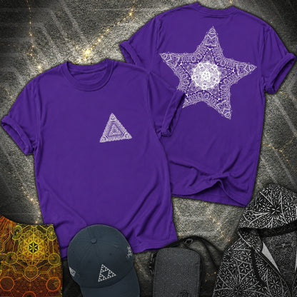 Geometric Sacred Star 2 Sided T-Shirt - Geometric Sacred Star 2 Sided T-Shirt - Purple