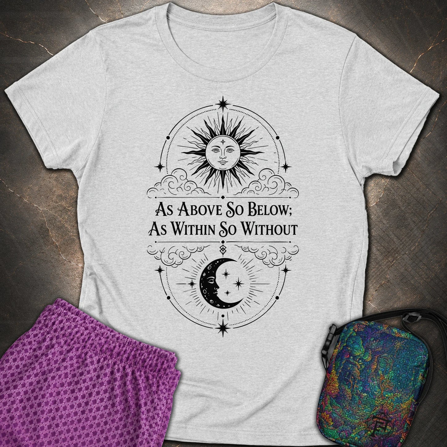 As Above So Below Sun Moon - As Above So Below Sun Moon Womens T-Shirt - RS Sport Grey