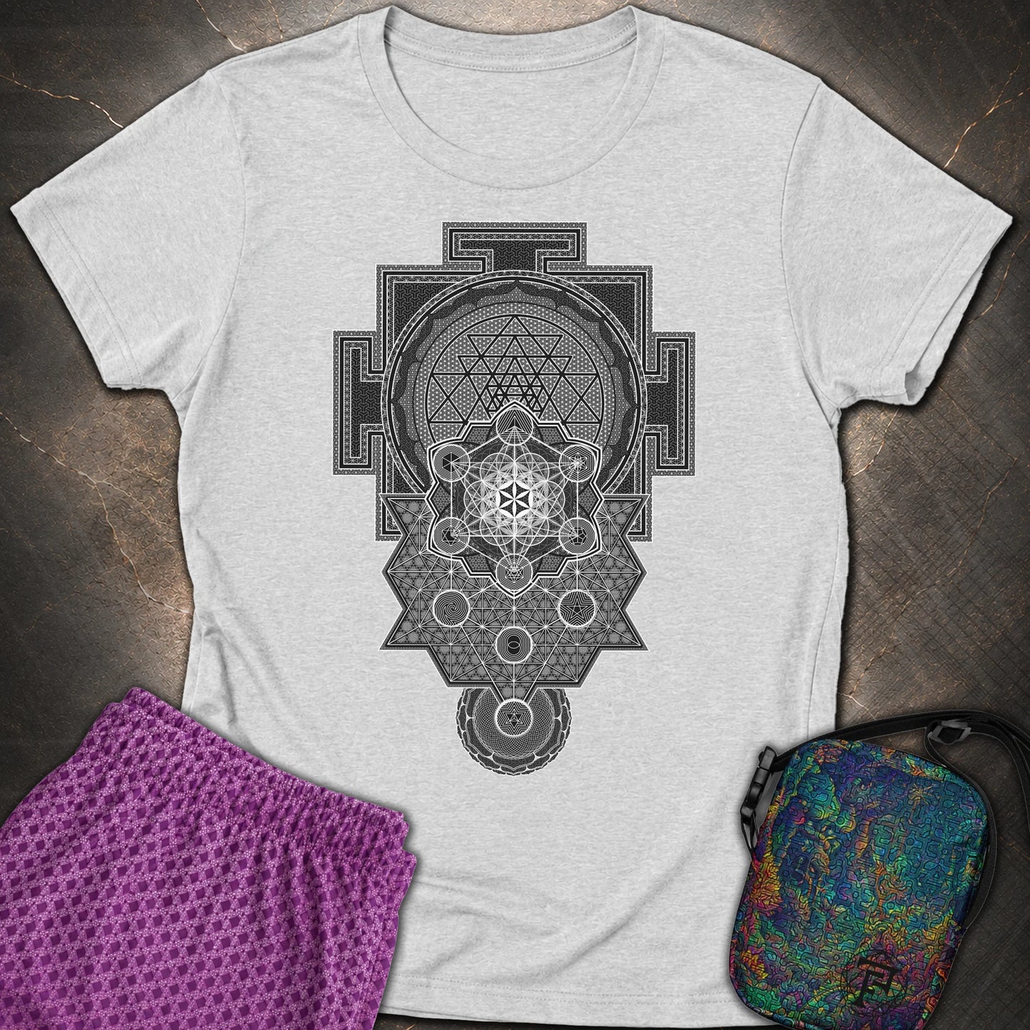 Sri Yantra Intricate Sacred Patterns - Sri Yantra Intricate Sacred Patterns Womens T-Shirt - RS Sport Grey