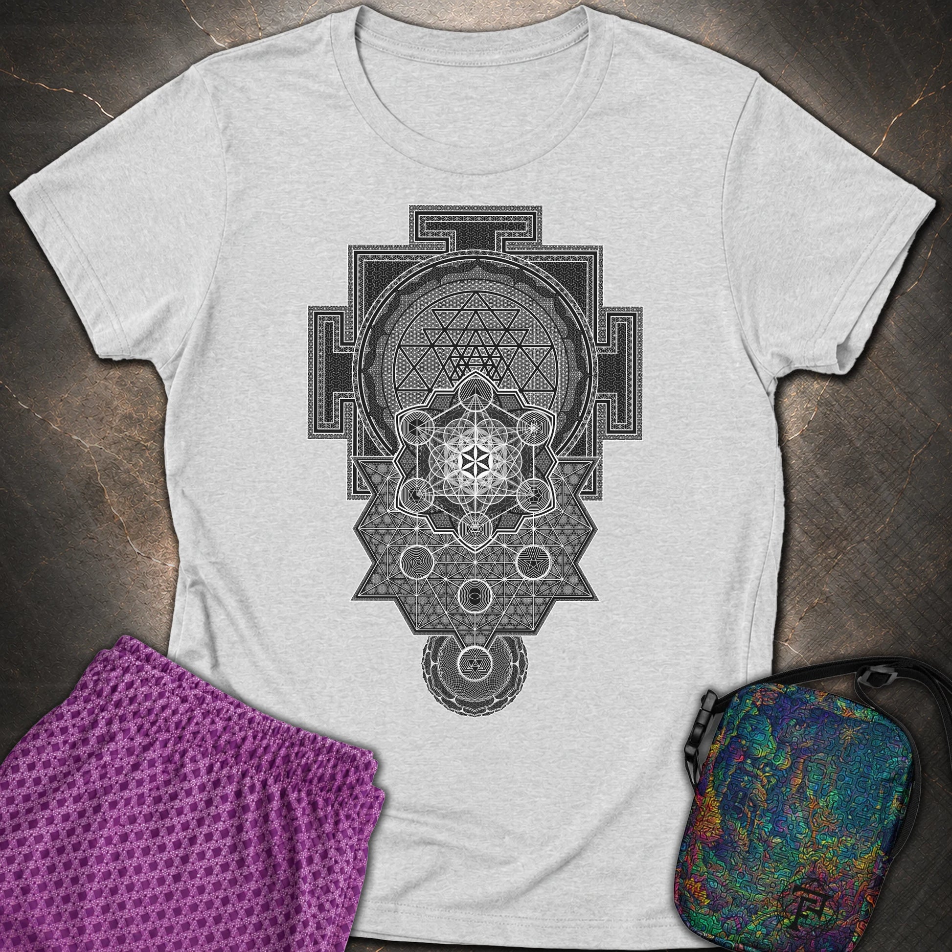 Sri Yantra Intricate Sacred Patterns - Sri Yantra Intricate Sacred Patterns Womens T-Shirt - RS Sport Grey