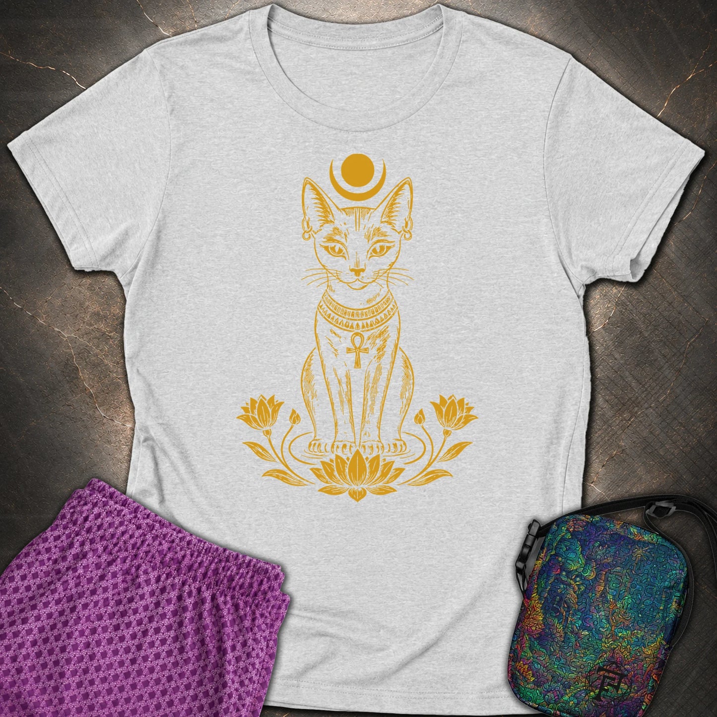 Sacred Cat of the Moon - Sacred Cat of the Moon Womens T-Shirt - RS Sport Grey