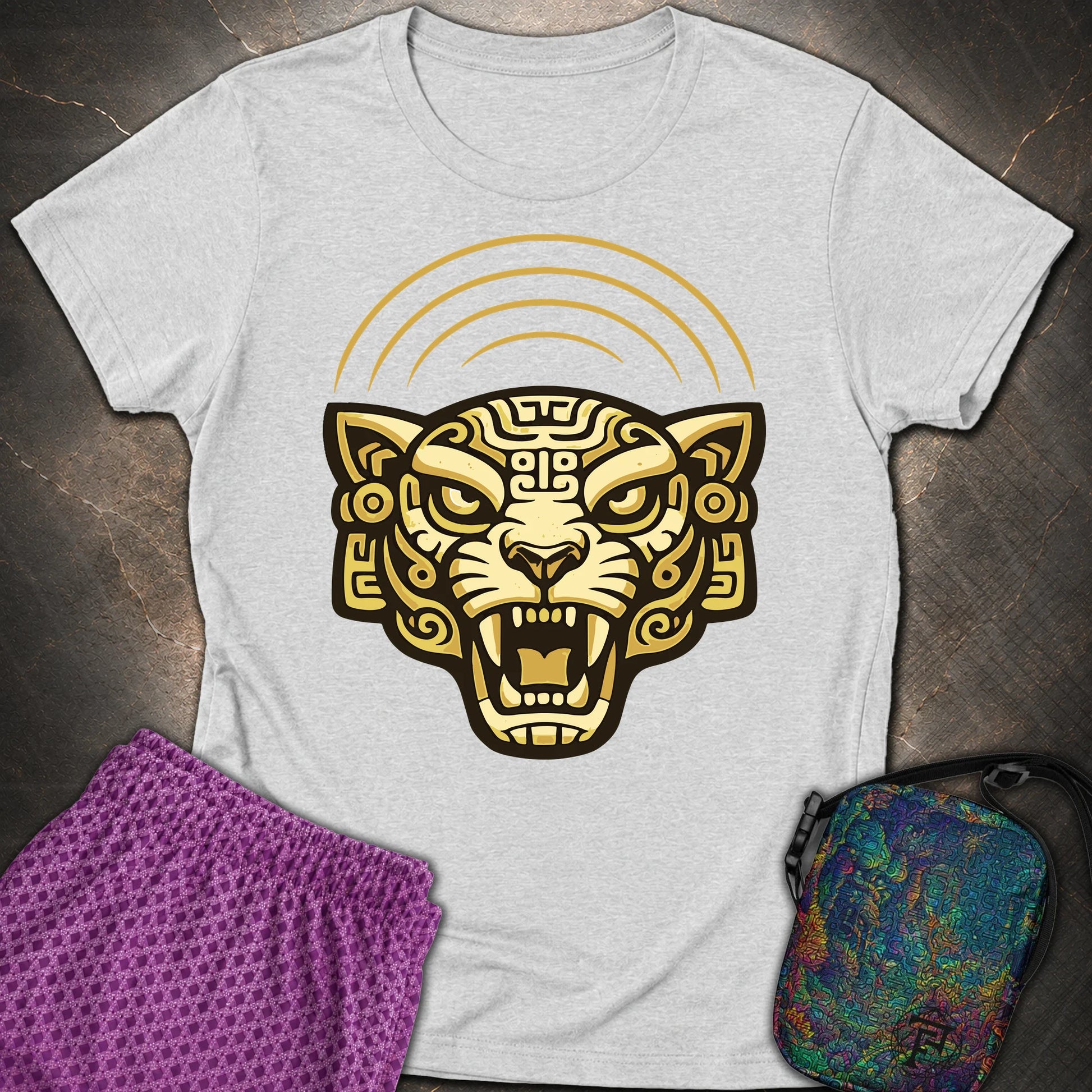 Mayan Jaguar - Mayan Jaguar Womens T-Shirt - RS Sport Grey