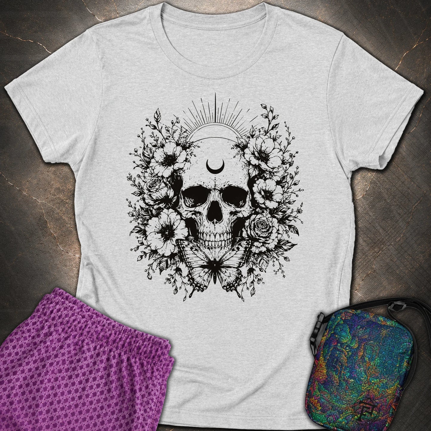Moon Phases Moth - Moon Phases Moth Womens T-Shirt - RS Sport Grey