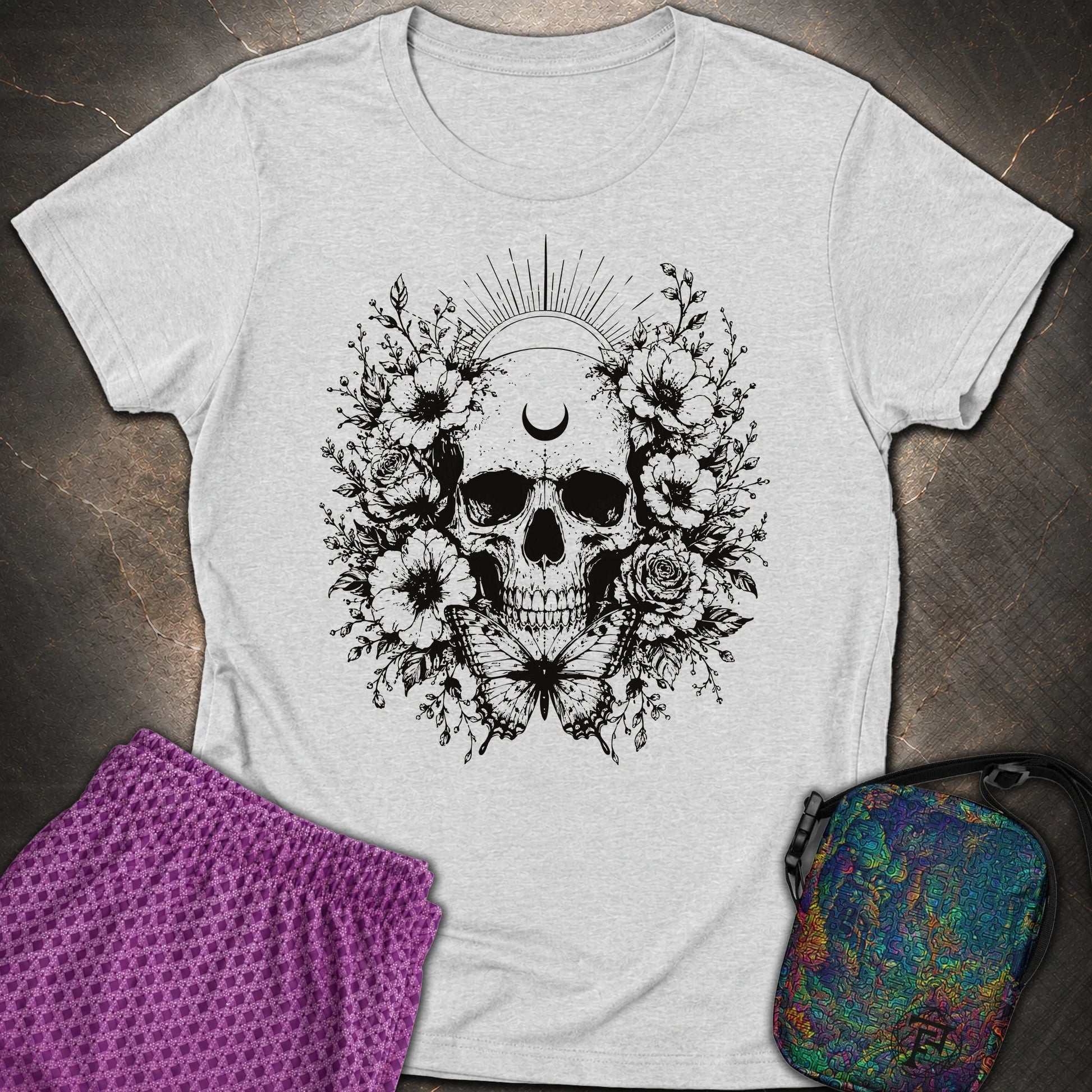 Moon Phases Moth - Moon Phases Moth Womens T-Shirt - RS Sport Grey