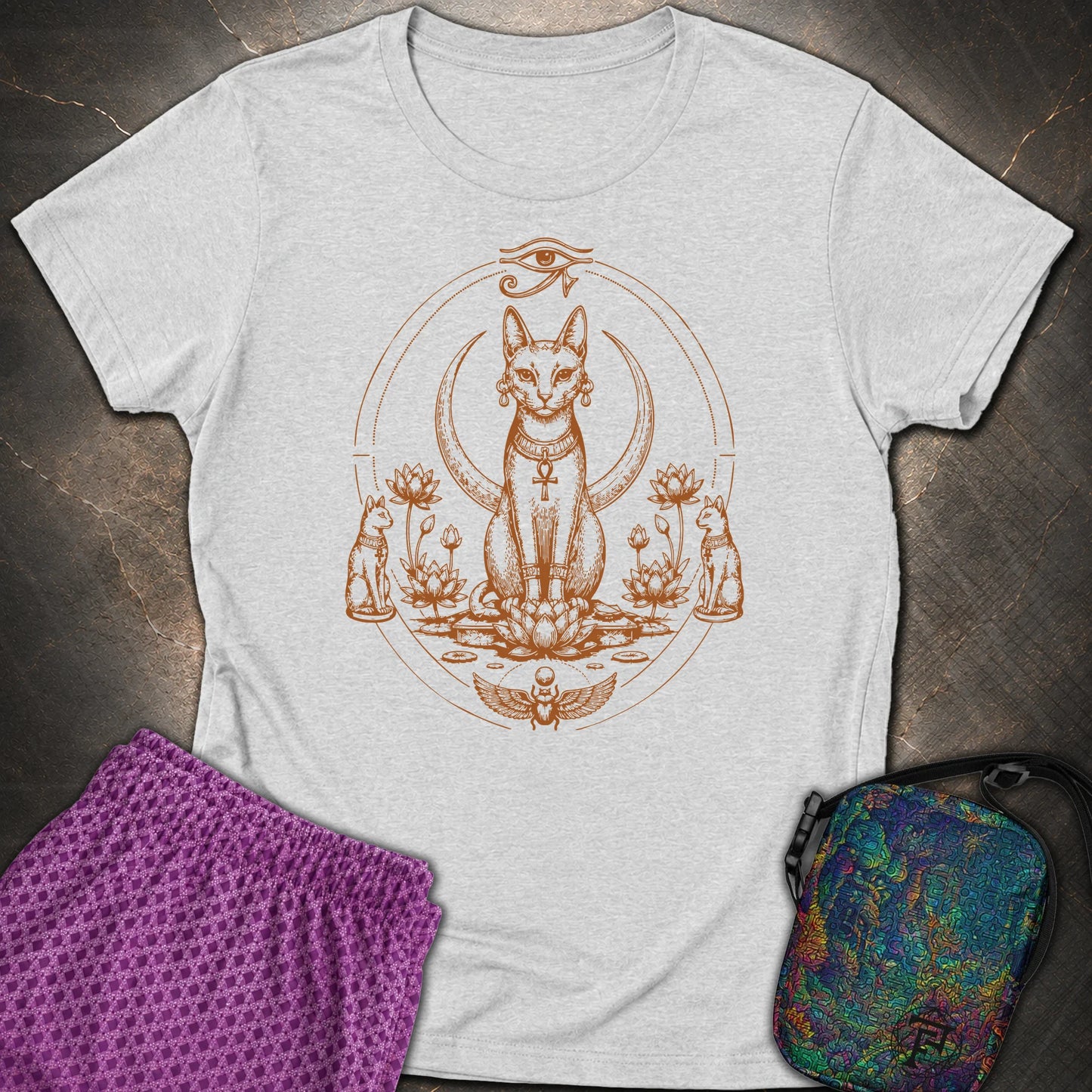 Sacred Cat Among Lotus Blooms - Sacred Cat Among Lotus Blooms Womens T-Shirt - RS Sport Grey