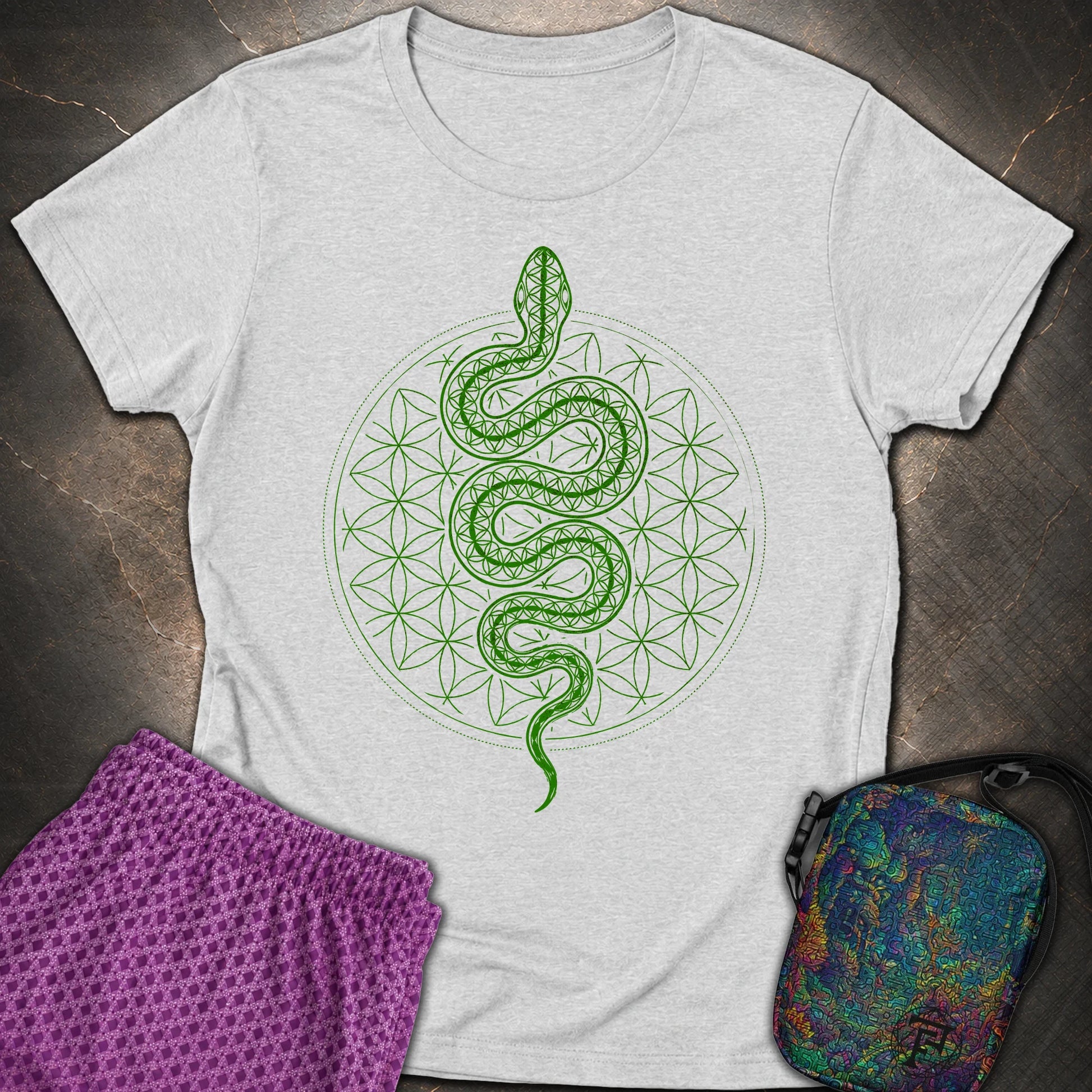 Flower of Life Serpent Womens T-Shirt - Flower of Life Serpent Womens T-Shirt - RS Sport Grey