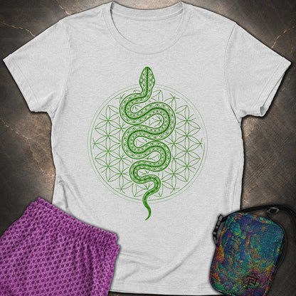 Flower of Life Serpent Womens T-Shirt - Flower of Life Serpent Womens T-Shirt - RS Sport Grey