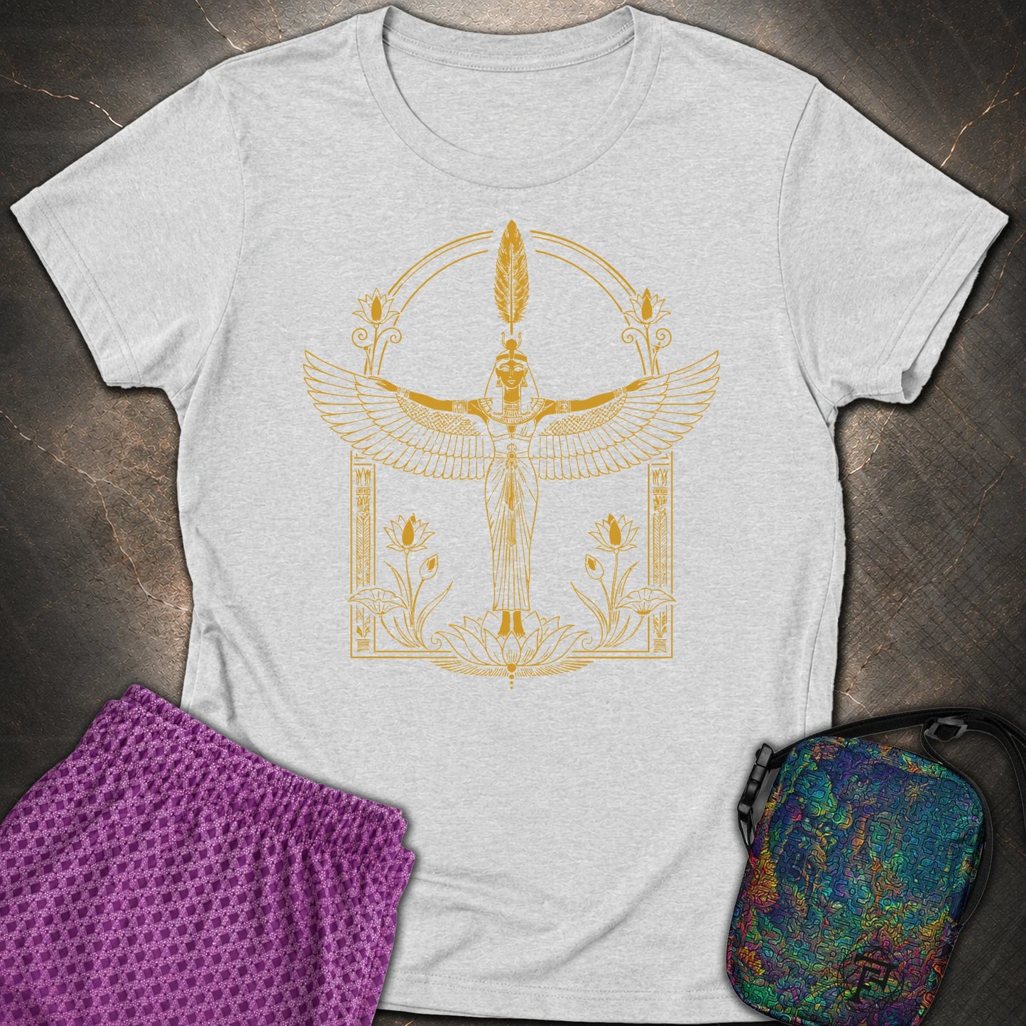 Winged Goddess of Sacred Balance - Winged Goddess of Sacred Balance Womens T-Shirt - RS Sport Grey
