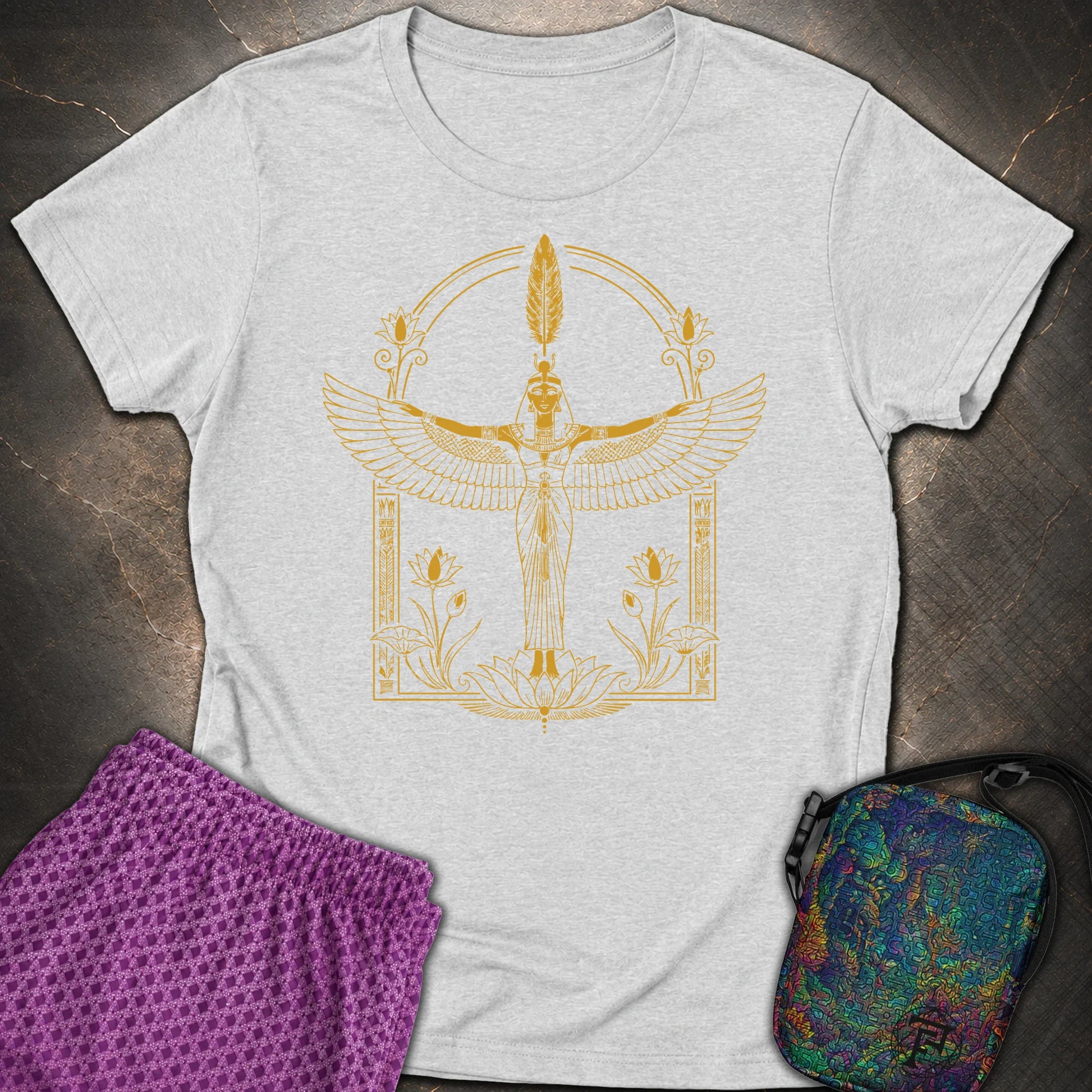 Winged Goddess of Sacred Balance - Winged Goddess of Sacred Balance Womens T-Shirt - RS Sport Grey