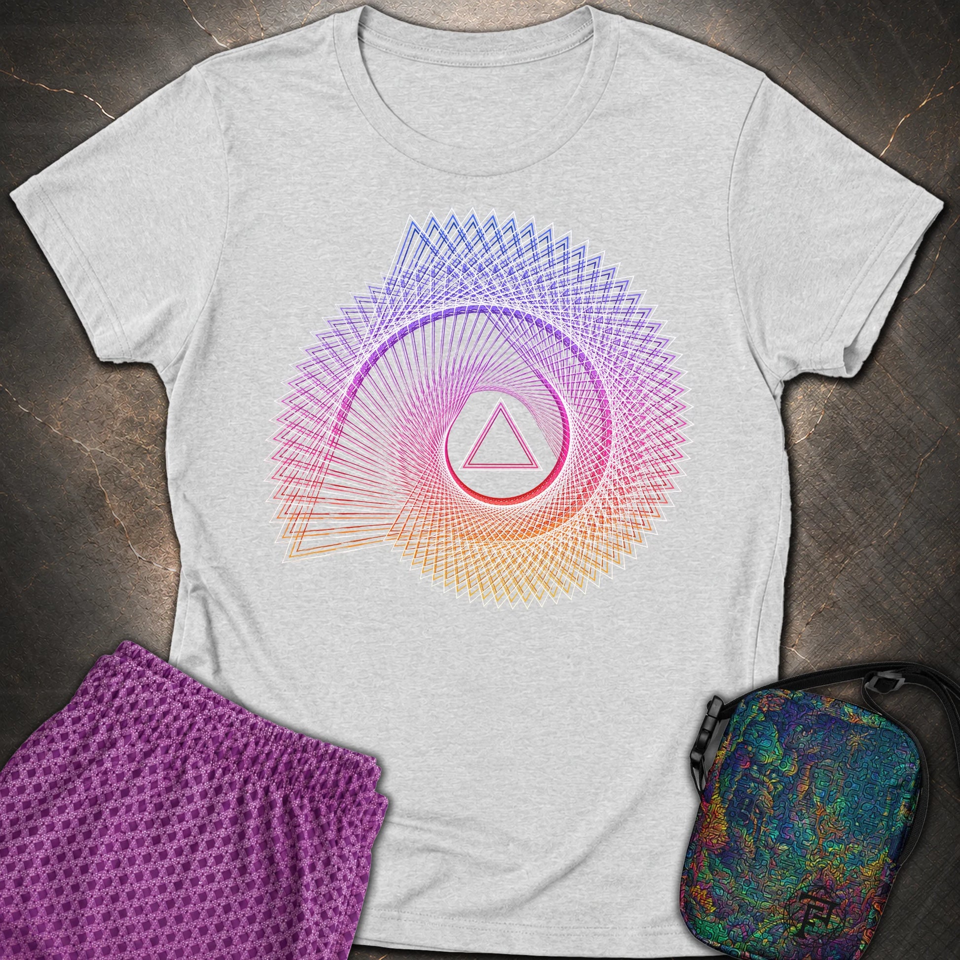 Spiralling Gradient Triangle - Spiralling Gradient Triangle Womens T-Shirt - RS Sport Grey