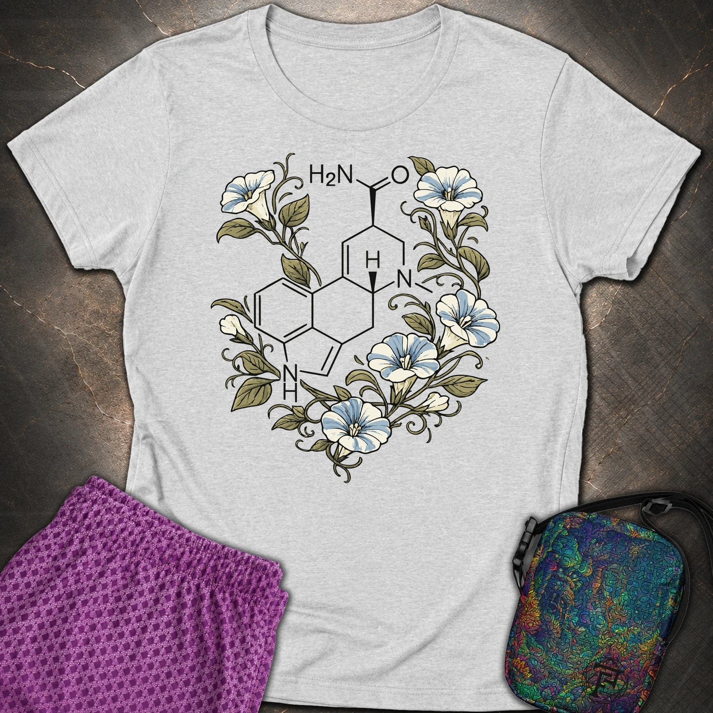 Morning Glory Molecule Color - Morning Glory Molecule Color Womens T-Shirt - RS Sport Grey
