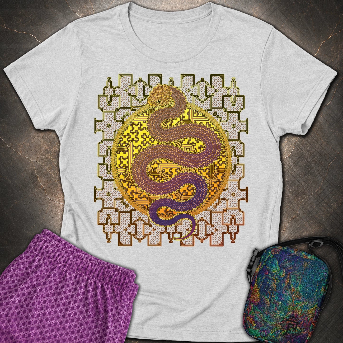 Shipibo Kene Cosmic Snake - Shipibo Kene Cosmic Snake Women's T-Shirt - RS Sport Grey