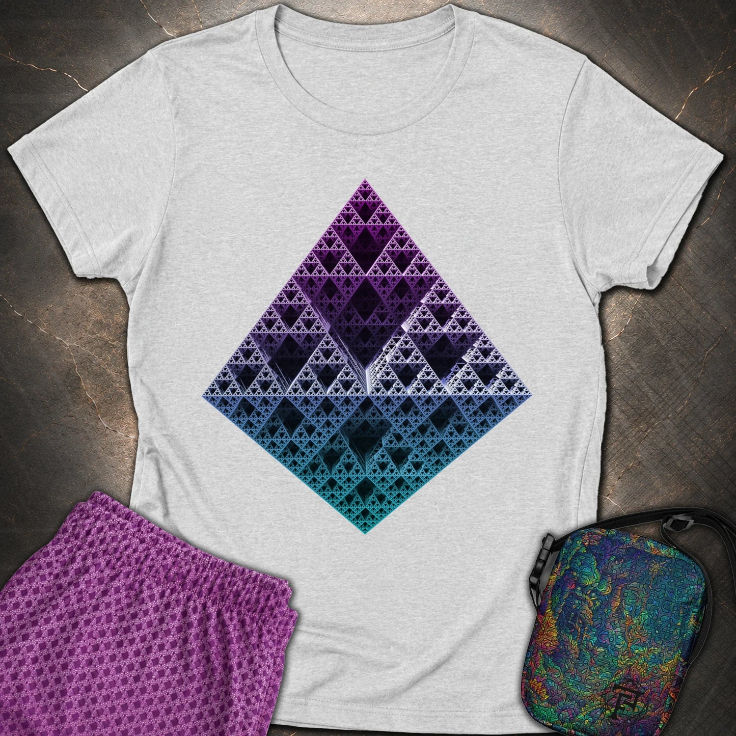 Sierpinski 3D Fractal T-Shirt - Sierpinski 3D Fractal Womens T-Shirt - RS Sport Grey