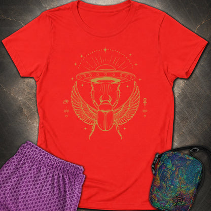 Celestial Scarab Beneath the Starship - Celestial Scarab Beneath the Starship Womens T-Shirt - Red